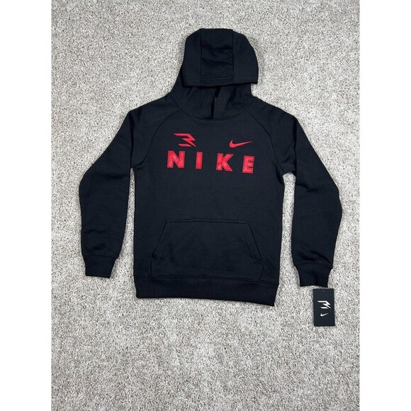 Nike Other - Nike 3Brand Boys Hoodie Black Red Logo Pullover Fleece Youth S NWT